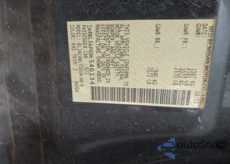 2013 Nissan Altima 3.5 Sl from USA, damaged, VIN 1N4BL3AP4DN546134